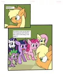 Size: 1700x2078 | Tagged: safe, artist:cmara, derpibooru import, applejack, fluttershy, pinkie pie, rainbow dash, rarity, spike, twilight sparkle, twilight sparkle (alicorn), alicorn, dragon, earth pony, pegasus, pony, unicorn, comic:i'm busy, female, mane seven, mane six, mare, sad, simple background, white background