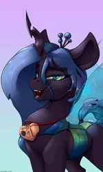 Size: 1800x3000 | Tagged: safe, artist:skitsniga, derpibooru import, queen chrysalis, changeling, changeling queen, 1st place, cute, cutealis, evil grin, facts, female, grin, looking at you, mare, medal, open mouth, simple background, smiling, wings