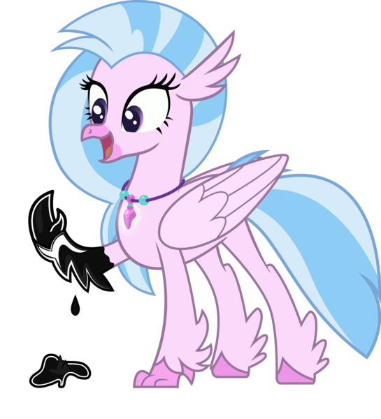 Size: 2008x2212 | Tagged: artist:andrevus, bondage, classical hippogriff, derpibooru import, encasement, goo, goop, hippogriff, latex, liquid latex, living latex, part of a set, safe, show accurate, silverstream, simple background, solo, transformation, transparent background