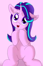 Size: 1300x1976 | Tagged: safe, artist:firefoxd, derpibooru import, starlight glimmer, pony, unicorn, cute, ear fluff, female, floppy ears, glimmerbetes, mare, open mouth, sitting, smiling, solo