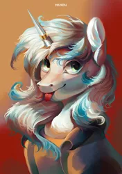 Size: 2400x3400 | Tagged: safe, artist:orfartina, derpibooru import, oc, unofficial characters only, pony, unicorn, :p, clothes, horn, horn ring, jewelry, ring, solo, tongue out