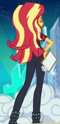 Size: 314x641 | Tagged: safe, derpibooru import, screencap, sunset shimmer, all the world's off stage, equestria girls, equestria girls series, bacon hair, cropped, director shimmer, female, solo