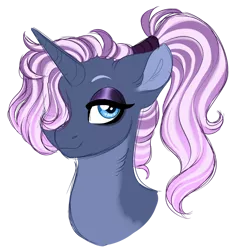 Size: 1024x1080 | Tagged: safe, artist:azure-art-wave, derpibooru import, oc, pony, unicorn, bust, female, magical lesbian spawn, mare, offspring, parent:tempest shadow, parent:trixie, portrait, simple background, solo, transparent background