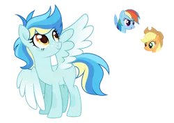 Size: 1024x723 | Tagged: safe, artist:sapphiretwinkle, derpibooru import, applejack, rainbow dash, oc, pegasus, pony, base used, female, magical lesbian spawn, mare, offspring, parent:applejack, parent:rainbow dash, parents:appledash, simple background, transparent background, two toned wings, wings