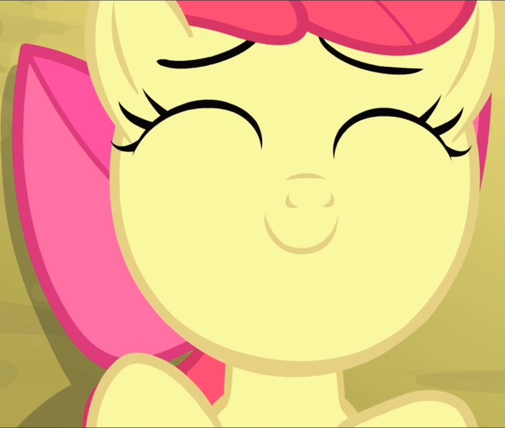 Size: 1107x939 | Tagged: adorabloom, apple bloom, close-up, cropped, cute, derpibooru import, eyes closed, laying on ground, safe, screencap, smiling, solo, somepony to watch over me