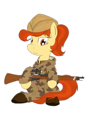 Size: 1820x2560 | Tagged: safe, artist:xphil1998, derpibooru import, oc, unofficial characters only, earth pony, pony, camouflage, female, gun, hat, mare, mosin nagant, red army, rifle, simple background, smiling, sniper, sniper rifle, solo, soviet union, transparent background, weapon, world war ii