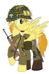 Size: 1625x2430 | Tagged: safe, artist:xphil1998, derpibooru import, oc, unofficial characters only, pegasus, pony, 101st airborne, gun, helmet, knife, m1a1 carbine, male, paratrooper, simple background, solo, stallion, transparent background, us army, weapon, world war ii