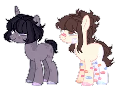 Size: 2637x1920 | Tagged: safe, artist:chococolte, derpibooru import, oc, unofficial characters only, earth pony, pony, unicorn, female, mare, simple background, transparent background