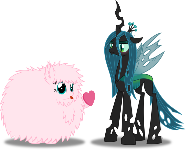 Size: 7089x5707 | Tagged: safe, artist:anime-equestria, derpibooru import, queen chrysalis, oc, oc:fluffle puff, changeling, changeling queen, :p, blushing, cute, eyeshadow, female, fluffy, heart, horn, love, makeup, simple background, smiling, tongue out, transparent background, vector, wings