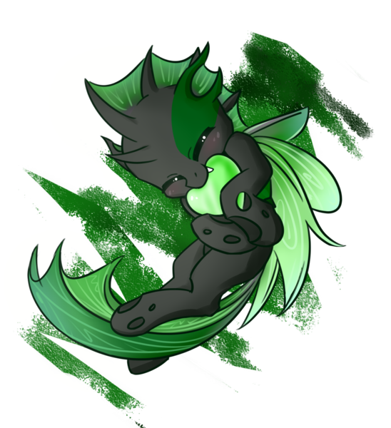 Size: 1453x1591 | Tagged: artist:astery, changeling, cute, derpibooru import, green changeling, oc, oc:utopia, safe, simple background, transparent background, unofficial characters only