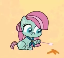 Size: 355x324 | Tagged: cropped, derpibooru import, food, marshmallow, minty, my little pony: pony life, safe, screencap, solo, spoiler:pony life s01e07, the trail less trotten