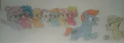 Size: 900x315 | Tagged: safe, artist:jebens1, derpibooru import, ace, aura (character), bright eyes, clover (g1), half note (g1), melody, patch (g1), sweet notes, sweetheart, teddy, earth pony, pegasus, pony, unicorn, clover, colt, female, filly, high school musical, i don't dance, male, my little pony, patch, singing, song reference, sweet note