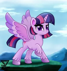 Size: 2300x2460 | Tagged: safe, artist:theretroart88, derpibooru import, twilight sparkle, twilight sparkle (alicorn), alicorn, pony, my little pony: pony life, female, hoof fluff, mare, raised hoof, solo, spread wings, unshorn fetlocks, wings