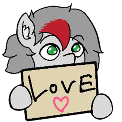 Size: 256x256 | Tagged: safe, artist:move, derpibooru import, oc, oc:move, unofficial characters only, pegasus, pony, cute, ear fluff, emotes, gray mane, green eyes, grey fur, love, male, sign, solo, text