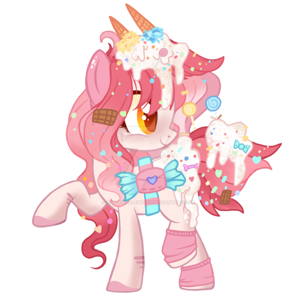 Size: 1920x1962 | Tagged: safe, artist:nightingalewolfie, derpibooru import, oc, ponified, earth pony, food pony, original species, pony, candy, food, ice cream, simple background, solo, sweets, transparent background