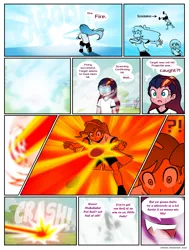 Size: 822x1086 | Tagged: safe, artist:crydius, derpibooru import, scootaloo, oc, oc:eldritch, oc:gamma, comic:the first year's dodgeball competition, equestria girls, chara, comic, equestria girls-ified, magical lesbian spawn, offspring, parent:oc:crydius, parent:sci-twi, parent:sunset shimmer, parent:tempest shadow, parents:canon x oc, parents:crydiusshadow, parents:scitwishimmer, shot, undertale, xk-class end-of-the-world scenario