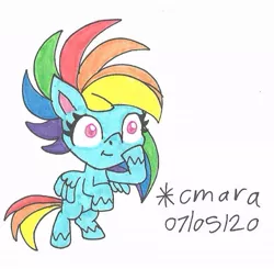 Size: 821x805 | Tagged: safe, artist:cmara, derpibooru import, rainbow dash, pegasus, pony, my little pony: pony life, female, flying, mare, raised hoof, simple background, solo, traditional art, white background