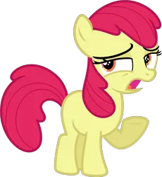 Size: 4477x4870 | Tagged: safe, artist:estories, derpibooru import, edit, editor:slayerbvc, vector edit, apple bloom, earth pony, accessory-less edit, female, filly, missing accessory, raised hoof, simple background, solo, transparent background, vector