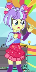 Size: 532x1046 | Tagged: safe, artist:dieart77, derpibooru import, edit, supernova zap, equestria girls, equestria girls series, sunset's backstage pass!, spoiler:eqg series (season 2), bench, clothes, cropped, sad, solo, theme park