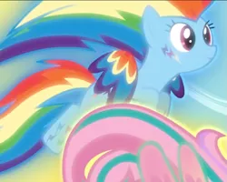 Size: 669x536 | Tagged: cropped, derpibooru import, flying, glow, rainbow dash, rainbow power, rainbow power-ified, safe, screencap, smiling, solo, spread wings, twilight's kingdom, wings