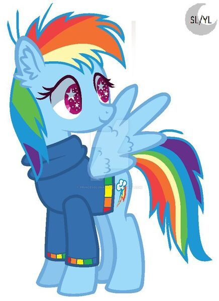 Size: 600x825 | Tagged: safe, artist:princesslunayay, derpibooru import, rainbow dash, pegasus, pony, base used, clothes, cute, dashabetes, deviantart, deviantart watermark, ear fluff, female, hoodie, logo, looking back, mare, obtrusive watermark, simple background, smiling, solo, starry eyes, watermark, white background, wing fluff, wingding eyes