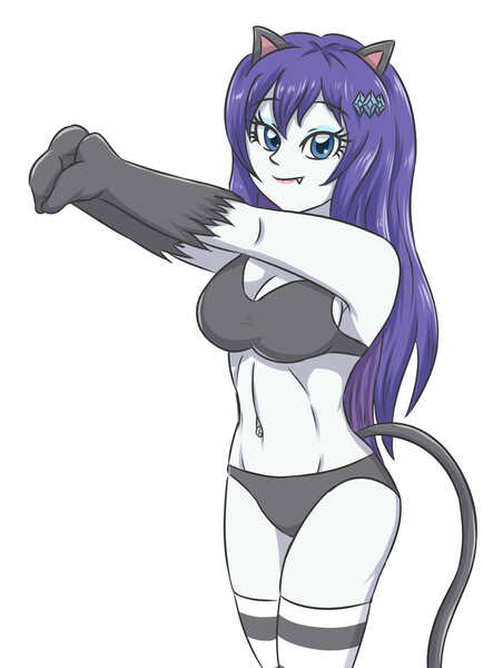 Size: 1653x2283 | Tagged: safe, artist:sumin6301, rarity, cat, equestria girls, alternate hairstyle, animal costume, breasts, busty rarity, cat costume, cat ears, cat tail, catgirl, clothes, costume, underwear