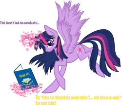 Size: 878x754 | Tagged: safe, artist:mlpazureglow, derpibooru import, twilight sparkle, twilight sparkle (alicorn), alicorn, pony, book, female, flying lesson, magic, mare, solo