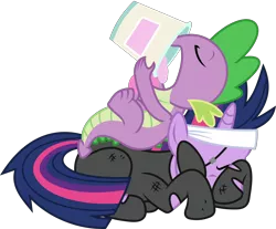 Size: 7256x6000 | Tagged: absurd resolution, artist:imageconstructor, derpibooru import, duo, food, future twilight, gluttony, ice cream, it's about time, safe, simple background, sleeping, spike, .svg available, transparent background, twilight sparkle, vector