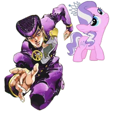 Size: 2000x1875 | Tagged: 1000 hours in gimp, artist:eden89, artist:liggliluff, crazy diamond, derpibooru import, diamond is unbreakable, diamond tiara, duwang, jojo's bizarre adventure, josuke higashikata, safe