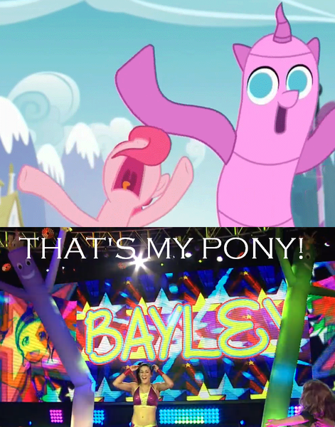 Size: 704x897 | Tagged: airdancer, bayley, derpibooru import, meme, nxt, pinkie pie, safe, screencap, that's my pony, that's my x, the one where pinkie pie knows, wacky waving inflatable arm-flailing tube man, wacky waving inflatable tube ponk, wacky waving inflatable tube pony, wwe