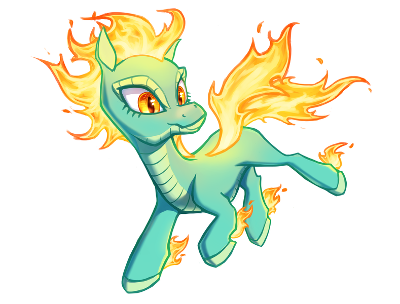 Size: 3380x2569 | Tagged: artist:ligerstorm, community related, derpibooru import, dragon, hybrid, longma, mane of fire, safe, simple background, solo, them's fightin' herds, tianhuo, white background