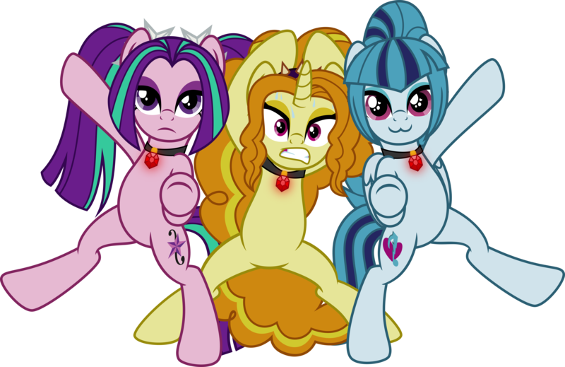 Size: 13601x8822 | Tagged: safe, artist:osipush, derpibooru import, adagio dazzle, aria blaze, sonata dusk, ponified, pony, equestria girls, :3, absurd resolution, amulet, bipedal, charlie's angels, equestria girls ponified, group, inkscape, jewelry, necklace, pose, simple background, the dazzlings, transparent background, trio, vector