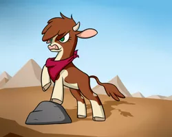 Size: 600x480 | Tagged: arizona cow, artist:marmorexx, bandana, cloven hooves, community related, cow, derpibooru import, female, safe, solo, them's fightin' herds