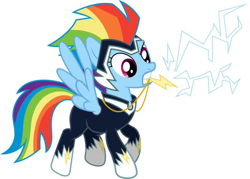Size: 12299x8814 | Tagged: absurd resolution, adobe illustrator, .ai available, artist:sugar-loop, box art, clothes, costume, derpibooru import, electricity, jewelry, necklace, pendant, power ponies, power ponies (episode), rainbow dash, safe, simple background, solo, superhero, .svg available, transparent background, vector, zapp