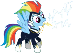 Size: 12299x8814 | Tagged: absurd resolution, adobe illustrator, .ai available, artist:sugar-loop, box art, clothes, costume, derpibooru import, electricity, jewelry, necklace, pendant, power ponies, power ponies (episode), rainbow dash, safe, simple background, solo, superhero, .svg available, transparent background, vector, zapp