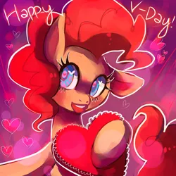 Size: 1280x1280 | Tagged: artist:cherivinca, box of chocolates, derpibooru import, holiday, pinkie pie, safe, solo, valentine's day