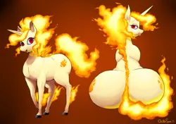 Size: 2000x1404 | Tagged: artist:outta sync, ass, bedroom eyes, butt, crossover, derpibooru import, fire, large butt, looking at you, open mouth, plot, pokémon, rapidash, solo, suggestive, the ass was fat