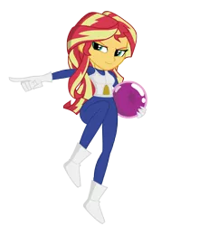 Size: 3700x4200 | Tagged: safe, artist:darthlena, derpibooru import, sunset shimmer, equestria girls, absurd resolution, clothes, cosplay, costume, crossover, dragon ball, dragon ball (object), full body, gloves, raised leg, saiyan armor, simple background, solo, transparent background, vector, vegeta
