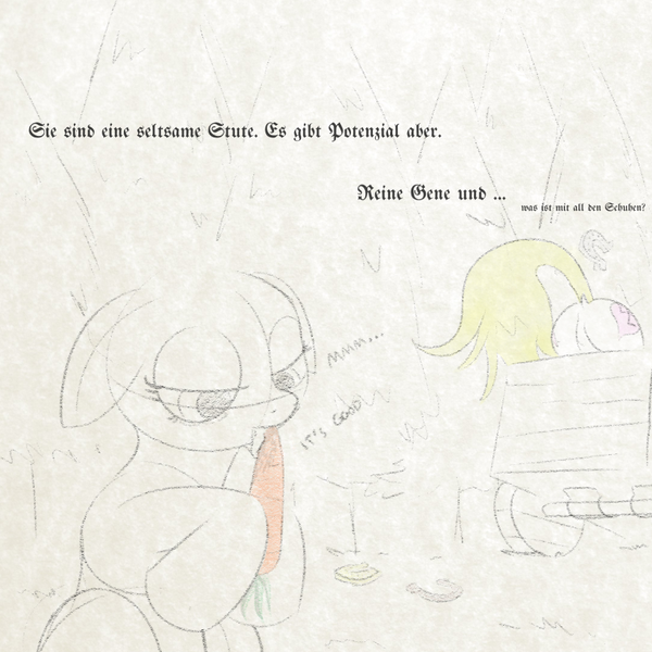 Size: 864x864 | Tagged: suggestive, artist:anonymous, derpibooru import, oc, oc:aryanne, oc:sketchy, oc:sketchy (8chan), unofficial characters only, /pone/, 8chan, blackletter, butt, carrot, cart, cyoa, cyoa:sketchy, exhausted, food, forest, german, heart, holding, licking, nazi, plot, road, swastika, talking, tongue out