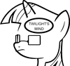 Size: 100x94 | Tagged: artist needed, derpibooru import, freeman's mind, glasses, monochrome, parody, picture for breezies, safe, source needed, twilight sparkle