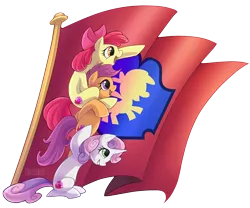 Size: 1200x1000 | Tagged: apple bloom, artist:seanica, crusaders of the lost mark, cutie mark, cutie mark crusaders, derpibooru import, flag, safe, scootaloo, sweetie belle, the cmc's cutie marks