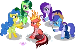 Size: 8519x5725 | Tagged: absurd resolution, anger (inside out), applejack, artist:meganlovesangrybirds, campfire, crossover, derpibooru import, disgust (inside out), fear (inside out), fire, fire hair, fluttershy, food, inside out, joy (inside out), mane of fire, marshmallow, marshmallows, mundane utility, pinkie pie, pixar, rainbow dash, rarity, rarity using marshmallows, sad, sadness (inside out), safe, unhapplejack, walking campfire