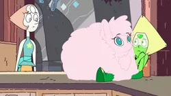 Size: 1280x720 | Tagged: artist:mixermike622, crossover, derpibooru import, oc, oc:fluffle puff, pearl (steven universe), peridot (steven universe), poofle universe, safe, screencap, steven universe