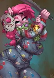 Size: 840x1200 | Tagged: anthro, artist:atryl, art pack, breasts, child's play, chubby, chucky, clothes, cosplay, costume, crossover, derpibooru import, fat, female, freddy krueger, friday the 13th, gummy, halloween, hat, holiday, jason voorhees, machete, mask, mutant, nightmare on elm street, obese, patreon, patreon logo, piggy pie, pinkie pie, plump, pudgy pie, sam, signature, solo, solo female, suggestive, sword, theme, trick 'r treat, weapon