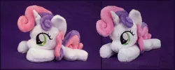 Size: 4560x1820 | Tagged: artist:zizzaz, beanie (plushie), derpibooru import, irl, photo, plushie, safe, solo, sweetie belle