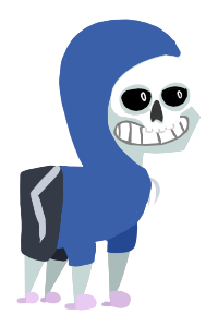 Size: 200x300 | Tagged: safe, artist:cynner, derpibooru import, pony, bone, clothes, crossover, grin, hoodie, pointy ponies, sans (undertale), simple background, skeleton, smiling, solo, transparent background, undertale