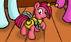 Size: 1023x614 | Tagged: safe, artist:brightstarclick, derpibooru import, soarin', oc, oc:bright star, oc:rose, bee, insect, pony, canon x oc, clothes, costume, nightmare night, perplexed, shipping