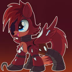 Size: 1000x1000 | Tagged: safe, artist:ruhisu, derpibooru import, oc, oc:aerial ace, ponified, unofficial characters only, fox, pony, clothes, commission, costume, crossover, five nights at freddy's, foxy, nightmare night costume, solo
