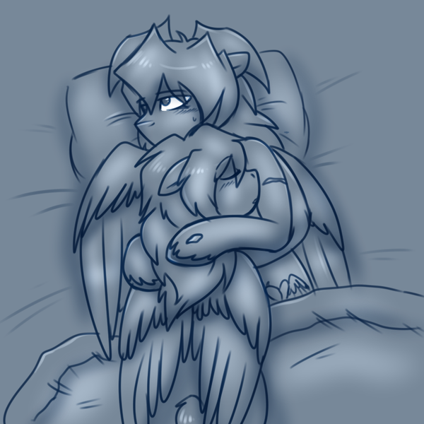 Size: 720x720 | Tagged: safe, artist:deyogee, derpibooru import, ponified, pony, comfort, cuddling, embrace, ryou bakura, sleeping, snuggling, unshorn fetlocks, yami bakura, yu-gi-oh!