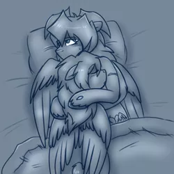 Size: 720x720 | Tagged: safe, artist:deyogee, derpibooru import, ponified, pony, comfort, cuddling, embrace, ryou bakura, sleeping, snuggling, unshorn fetlocks, yami bakura, yu-gi-oh!